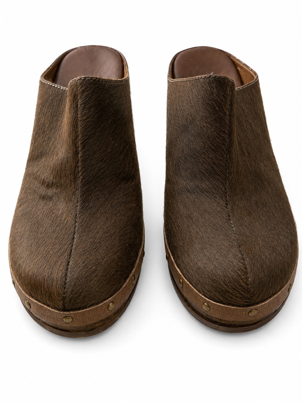Antelope Mules Clogs Slip On wedge shoes calf hair size 39 Anthropologie 8 8.5 - Picture 2 of 7